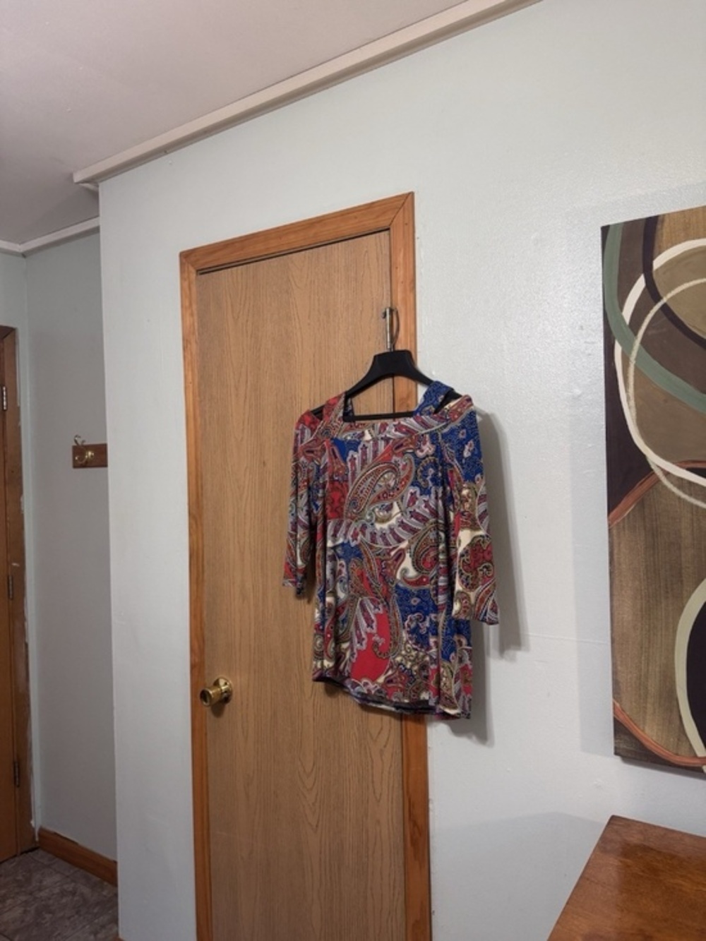 Chico's Size 2 (Large) w/Paisley Print & Cold Shoulders Square Neck Blouse - EUC